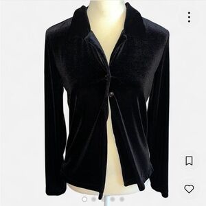 Black velvet button-up blouse Size L #y2k #velvetblouse